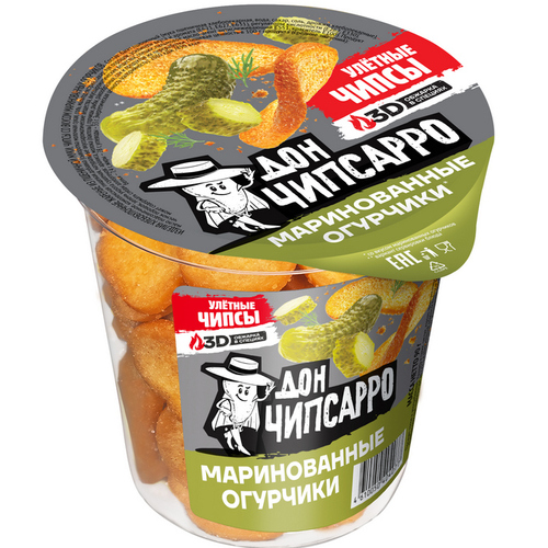 Чипсы пшеничные, вкус: Маринованные огурчики, (Дон Чипсарро)